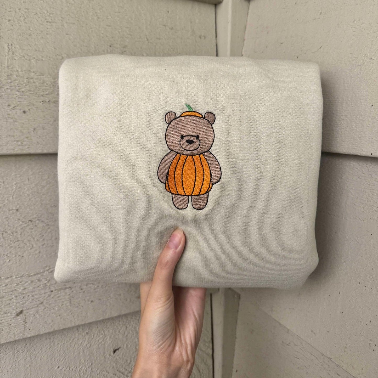 Pumpkin Bear Embroidered Sweatshirt
