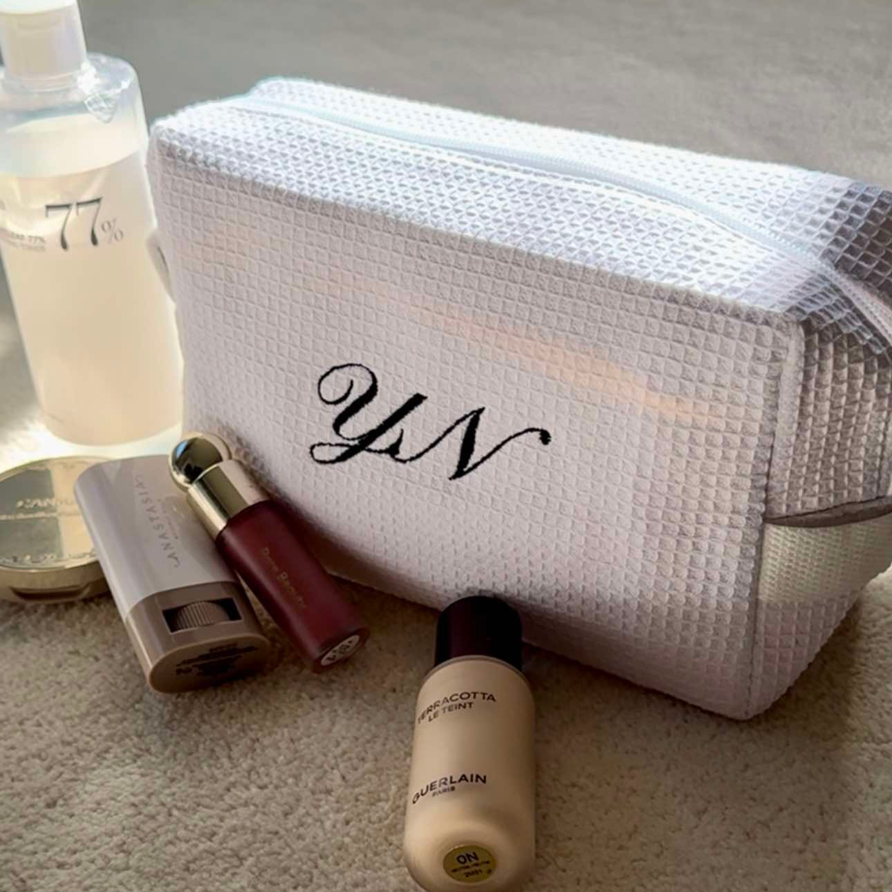 Monogrammed Waffle Pouch
