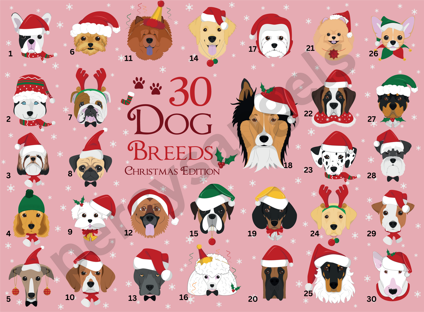 Christmas Dogs & Cats Sweatshirt (30 Dog Breeds, 9 Cat Breeds)