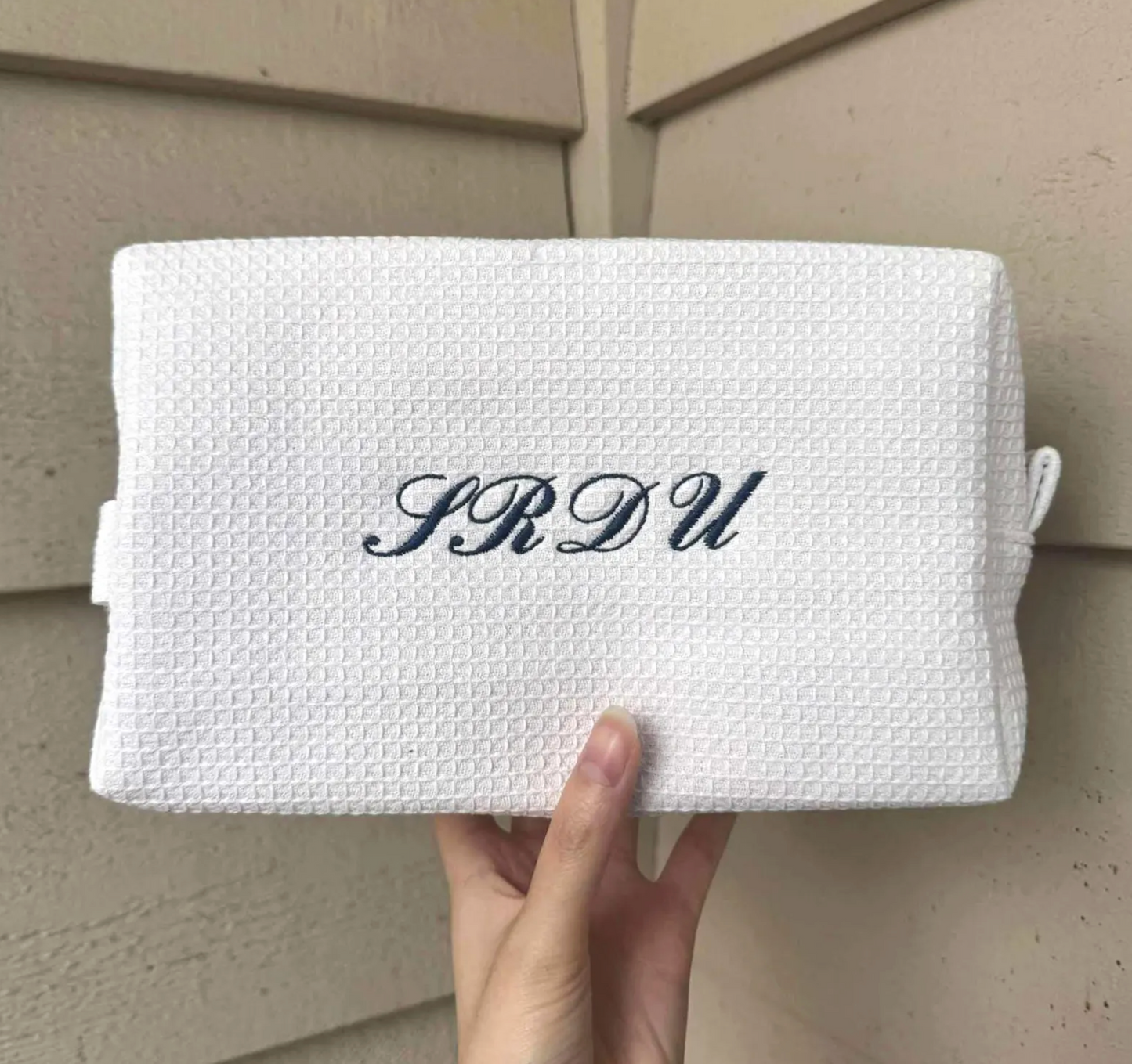 Monogrammed Waffle Pouch