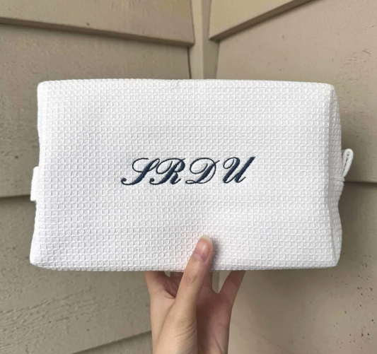 Monogrammed Waffle Pouch