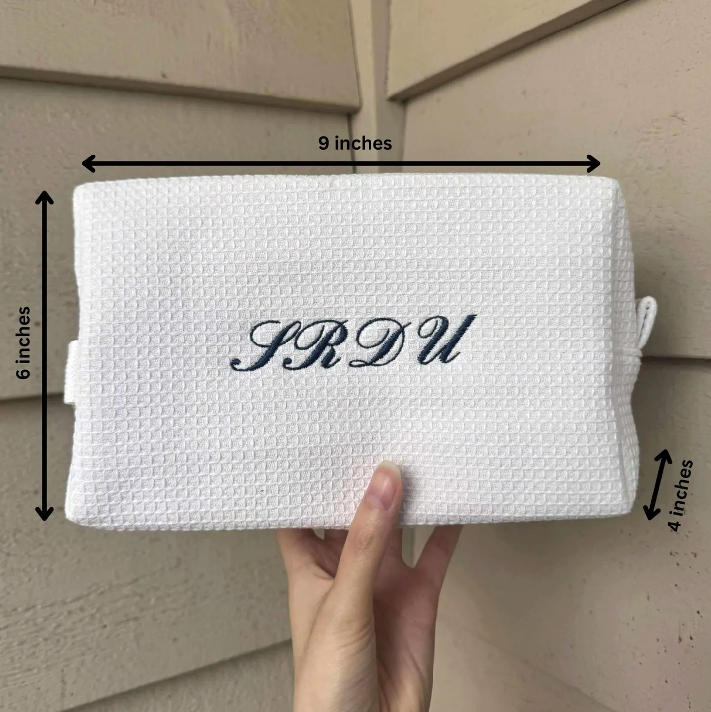 Monogrammed Waffle Pouch